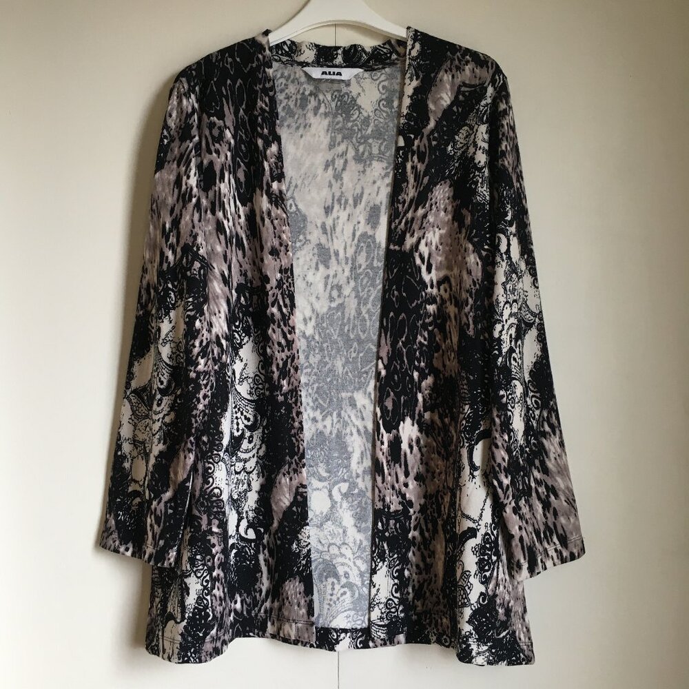 Vintage Damask Lace & Flowers Knit Open Cardigan Alia - Large